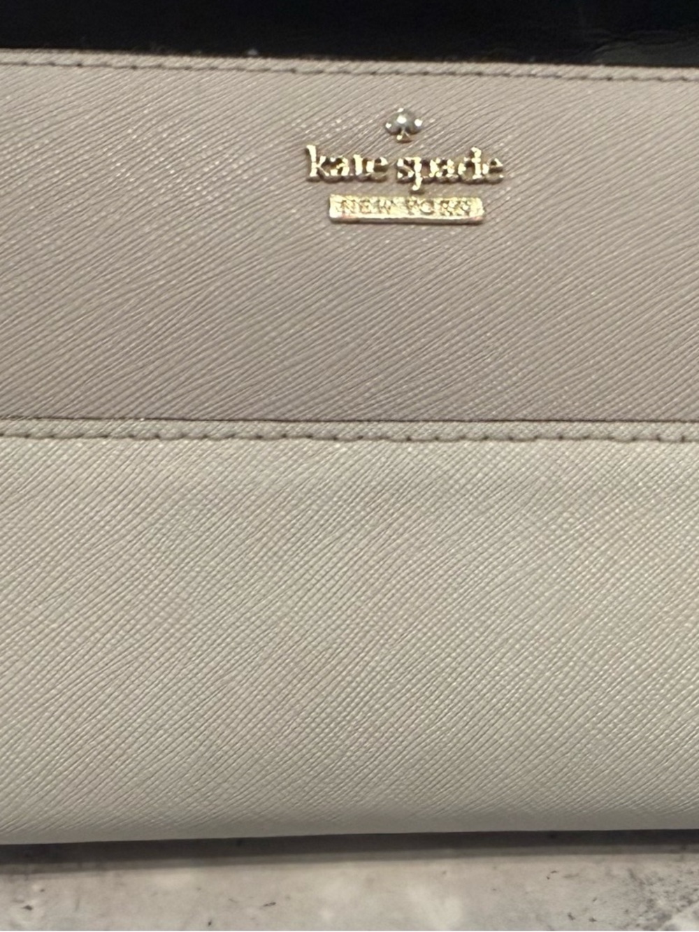 kate spade Two-Tone Light Pink & Cream Wallet (more grey & beige) with Gold Logo